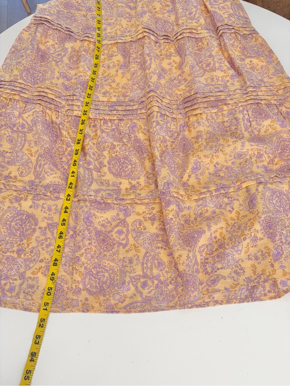 J.Jill Yellow Purple Paisley Pleated Tiered Sleeveless Maxi Dress Size Large - Picture 13 of 14